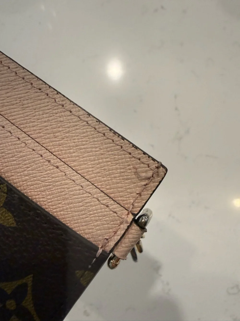 Louis Vuitton Brown Monogram Card & Key Holder with Pink Trim - Picture 3 of 4